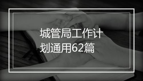 城管局工作计划通用62篇