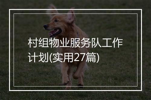 村组物业服务队工作计划(实用27篇)