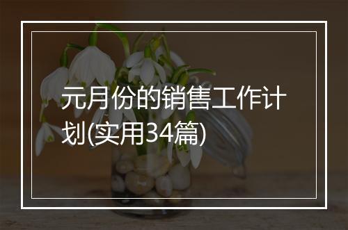 元月份的销售工作计划(实用34篇)