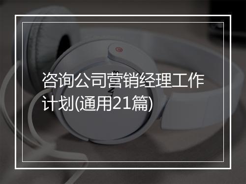 咨询公司营销经理工作计划(通用21篇)