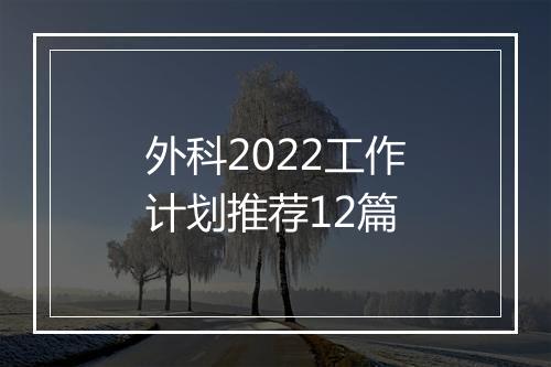 外科2022工作计划推荐12篇