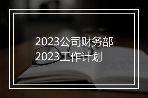 2023公司财务部2023工作计划
