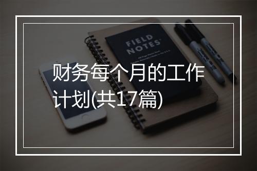 财务每个月的工作计划(共17篇)