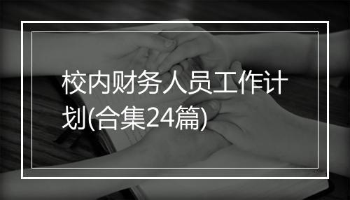 校内财务人员工作计划(合集24篇)