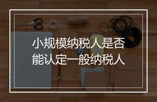 小规模纳税人是否能认定一般纳税人