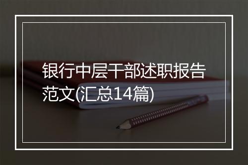 银行中层干部述职报告范文(汇总14篇)