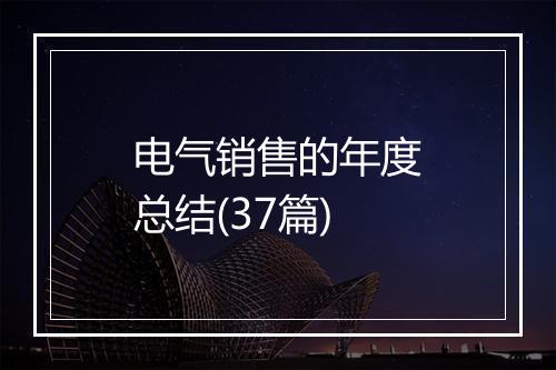 电气销售的年度总结(37篇)