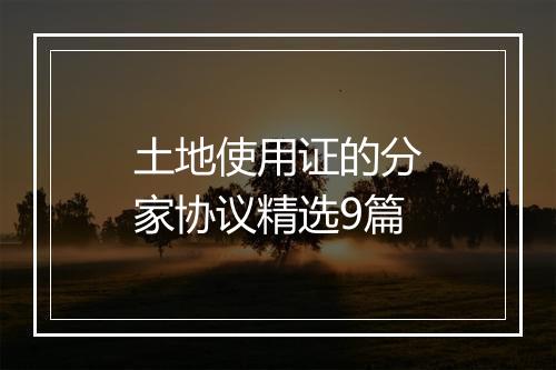 土地使用证的分家协议精选9篇