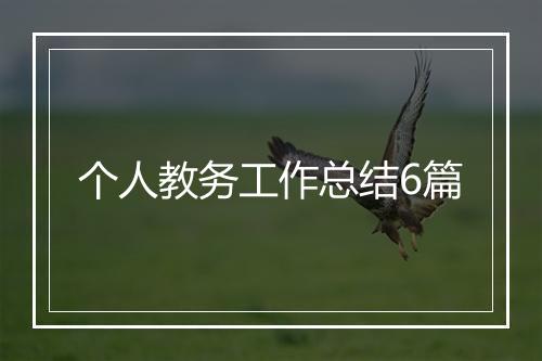个人教务工作总结6篇