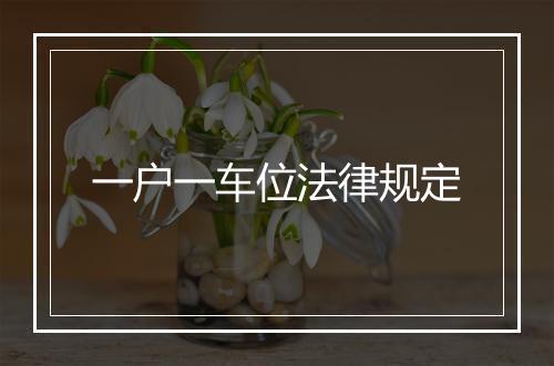 一户一车位法律规定
