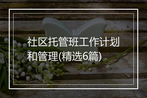社区托管班工作计划和管理(精选6篇)