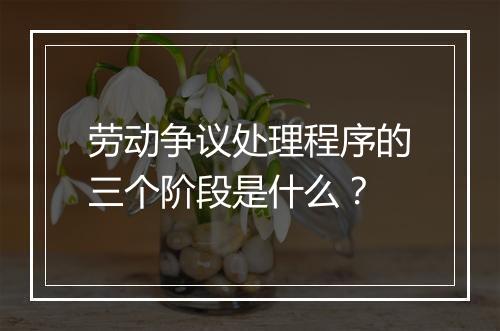 劳动争议处理程序的三个阶段是什么？