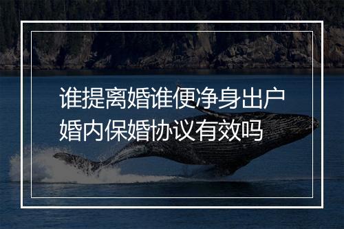 谁提离婚谁便净身出户婚内保婚协议有效吗