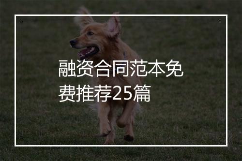 融资合同范本免费推荐25篇