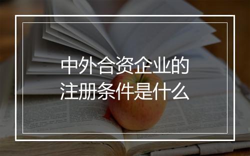 中外合资企业的注册条件是什么