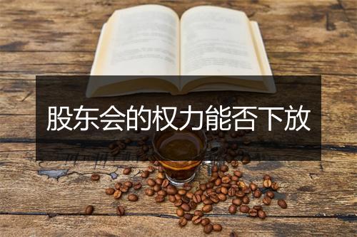 股东会的权力能否下放