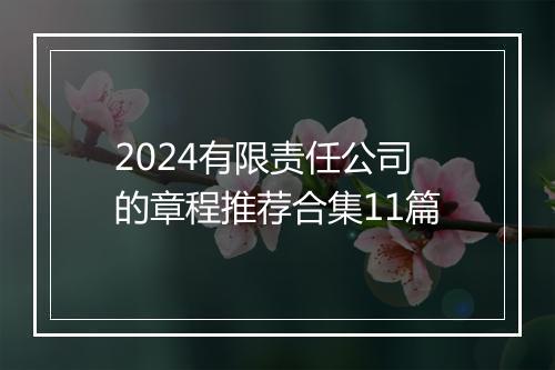 2024有限责任公司的章程推荐合集11篇