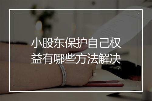小股东保护自己权益有哪些方法解决