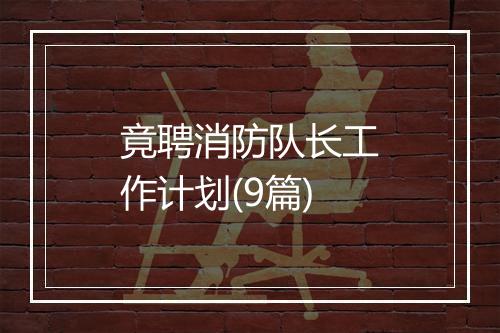 竟聘消防队长工作计划(9篇)