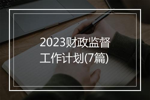 2023财政监督工作计划(7篇)