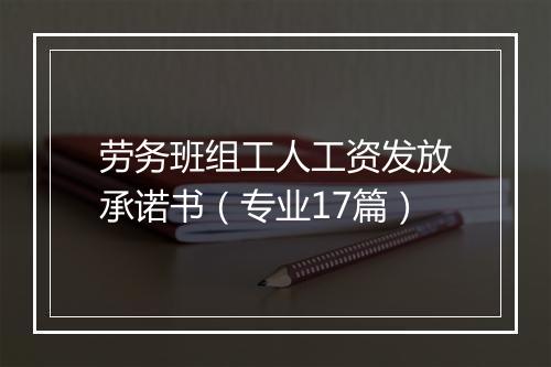 劳务班组工人工资发放承诺书（专业17篇）