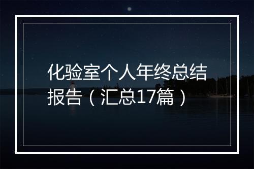 化验室个人年终总结报告（汇总17篇）