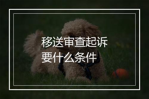 移送审查起诉要什么条件