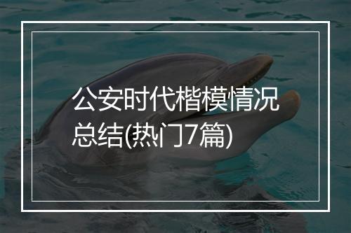 公安时代楷模情况总结(热门7篇)