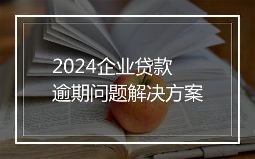 2024企业贷款逾期问题解决方案