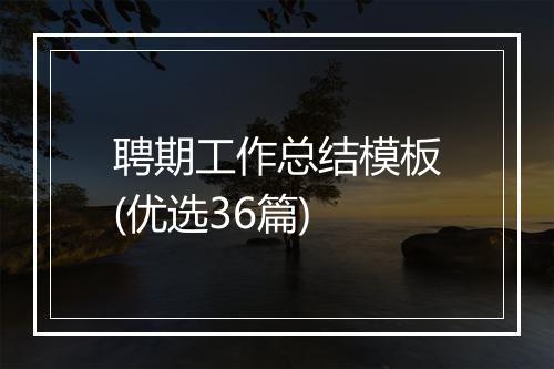 聘期工作总结模板(优选36篇)