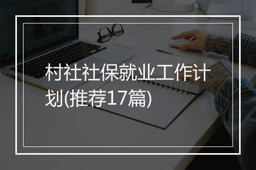 村社社保就业工作计划(推荐17篇)