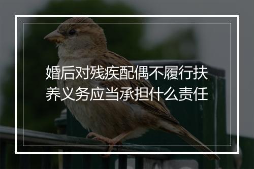 婚后对残疾配偶不履行扶养义务应当承担什么责任