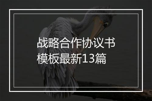 战略合作协议书模板最新13篇