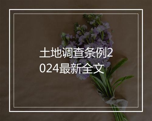 土地调查条例2024最新全文
