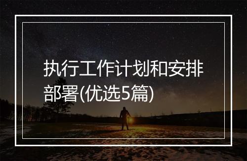 执行工作计划和安排部署(优选5篇)