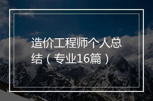 造价工程师个人总结（专业16篇）