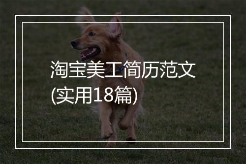 淘宝美工简历范文(实用18篇)