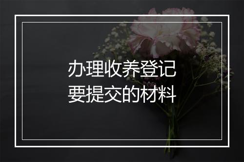 办理收养登记要提交的材料