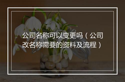 公司名称可以变更吗（公司改名称需要的资料及流程）