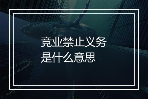 竞业禁止义务是什么意思