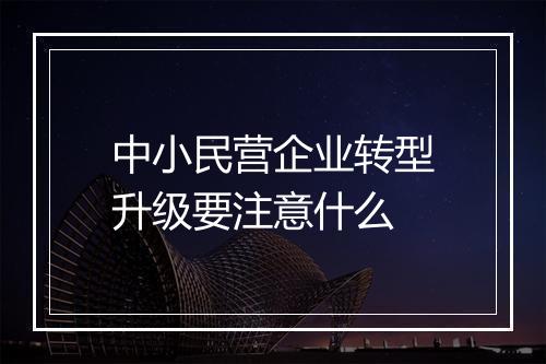 中小民营企业转型升级要注意什么