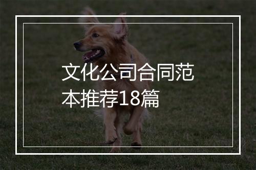 文化公司合同范本推荐18篇
