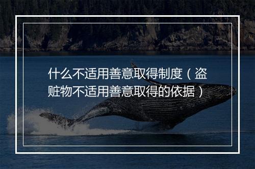 什么不适用善意取得制度（盗赃物不适用善意取得的依据）
