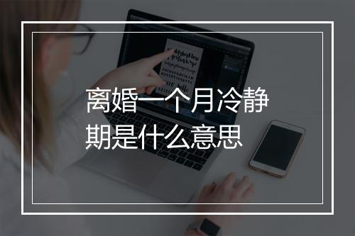 离婚一个月冷静期是什么意思