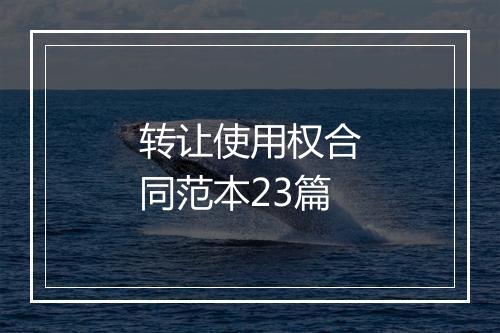 转让使用权合同范本23篇
