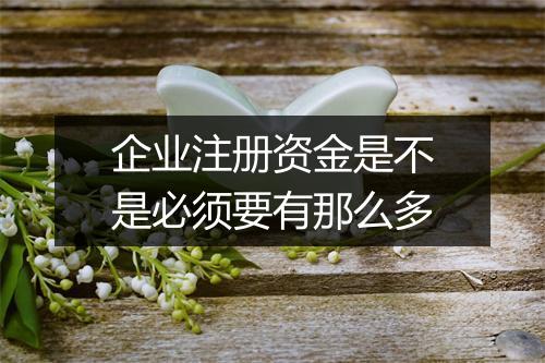 企业注册资金是不是必须要有那么多