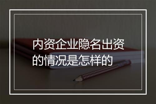内资企业隐名出资的情况是怎样的