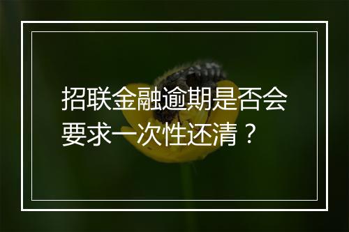 招联金融逾期是否会要求一次性还清？