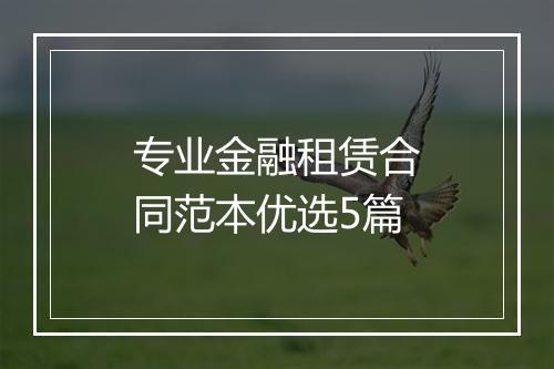 专业金融租赁合同范本优选5篇
