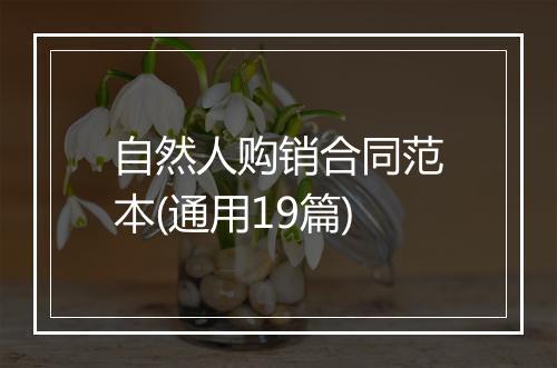 自然人购销合同范本(通用19篇)